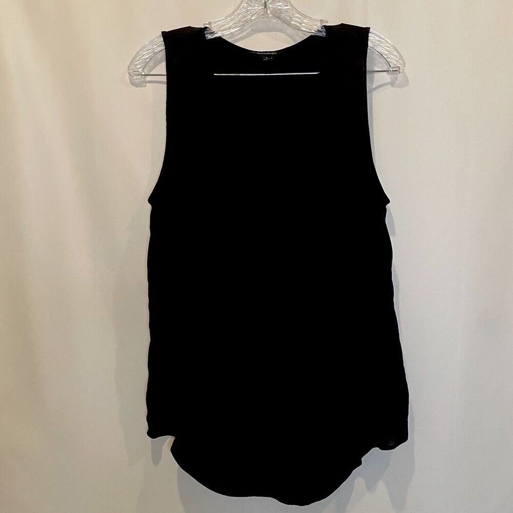 Banana Republic Blouse Top Womens Size Large Black Sleeveless V Neck Lightweight